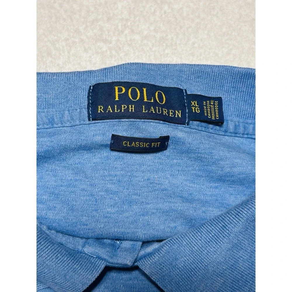 Polo Ralph Lauren Polo Shirt Mens XL/TG Light Blue Custom Fit Heathered  Preppy
